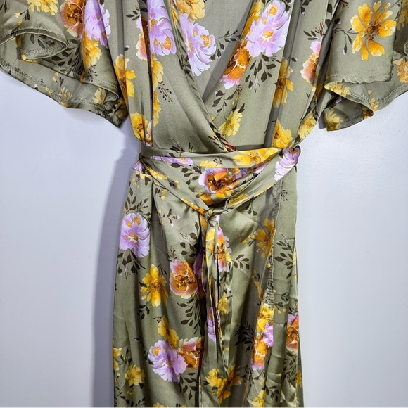 Addition Elle Floral Flutter-Sleeve Wrap Dress Size 3x - Picture 7 of 15